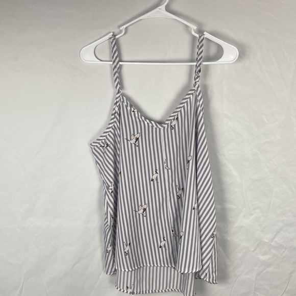 EUC Torrid Striped Crane Bird Print Camisole Top -Size 00 - Picture 6 of 8